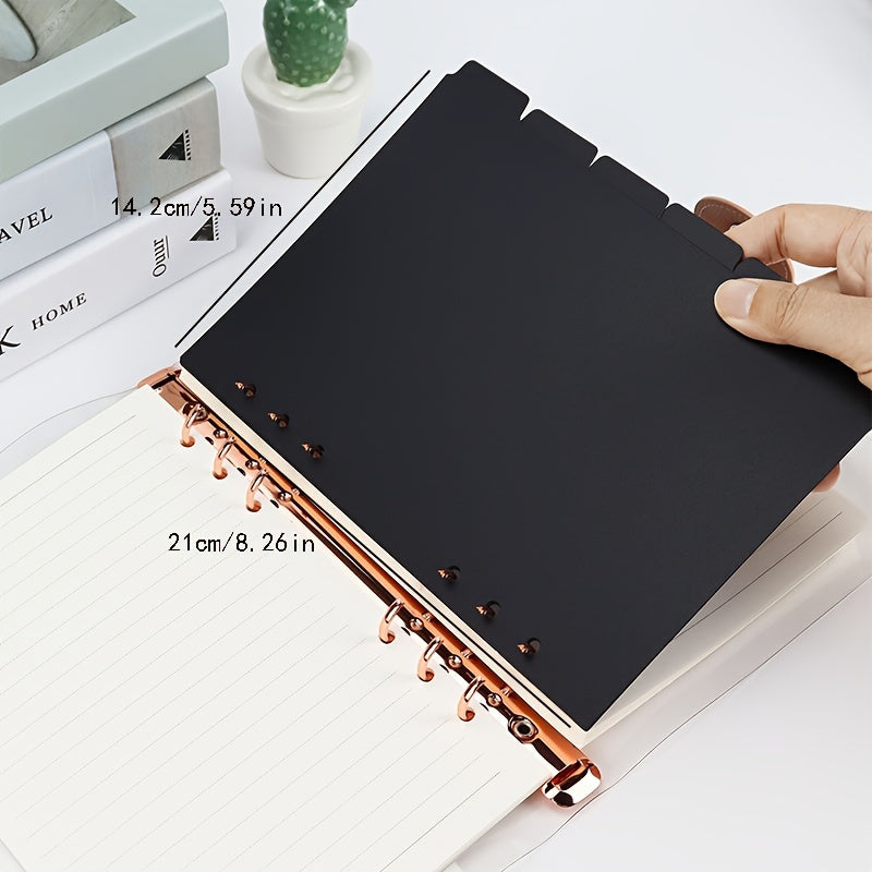 7pcs A5 Divider Pages One Week Label Binder Clear 6 Loops Planner Divider