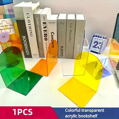 Colorful Acrylic L-Shaped Book Stopper for Office Book Storage