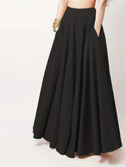 Pleated Long Skirt Loose Casual Skirt For Spring & Summer