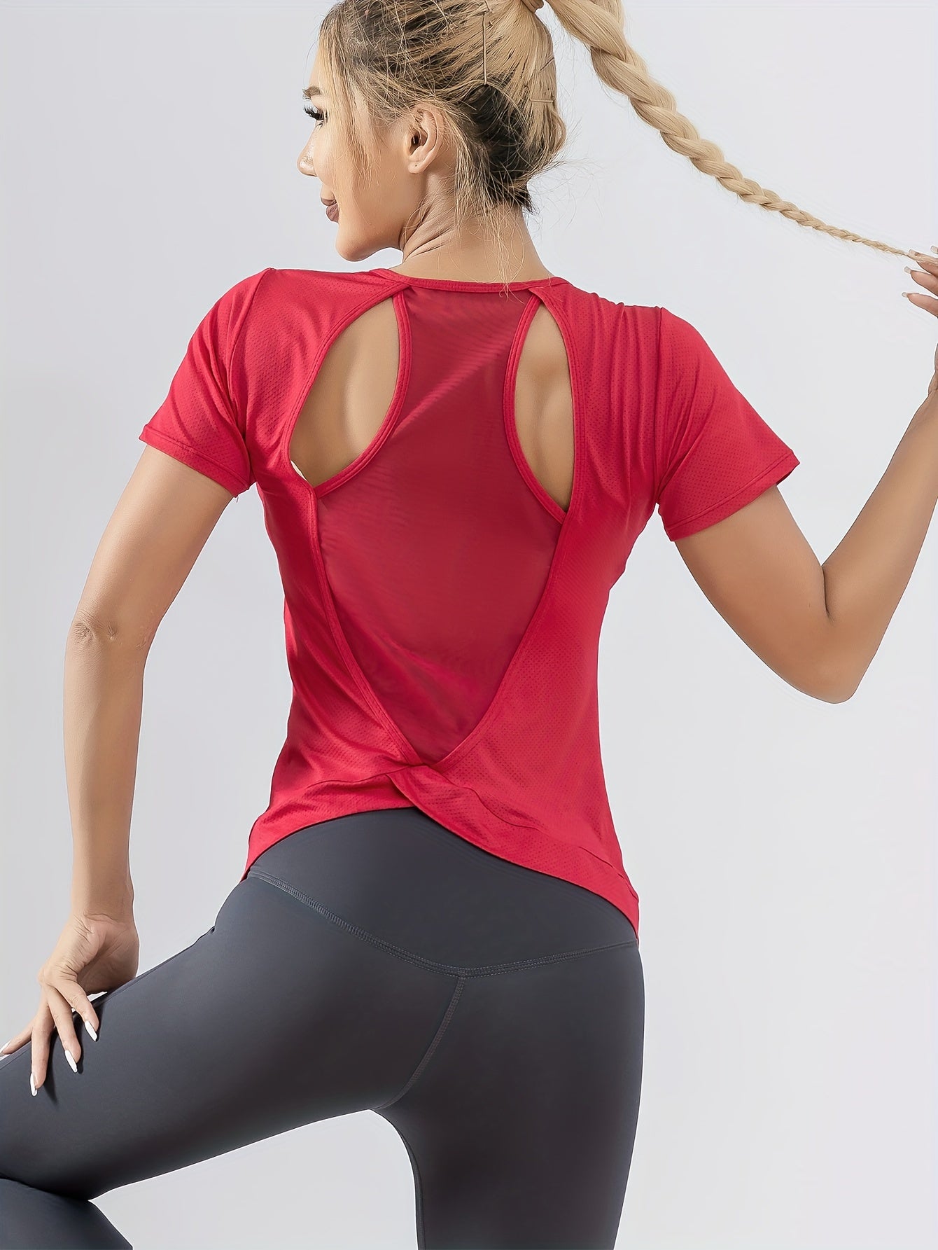 Women's Quick Dry Sports T-Shirt with Hollow Back