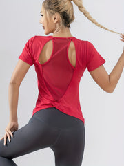 Women's Quick Dry Sports T-Shirt with Hollow Back