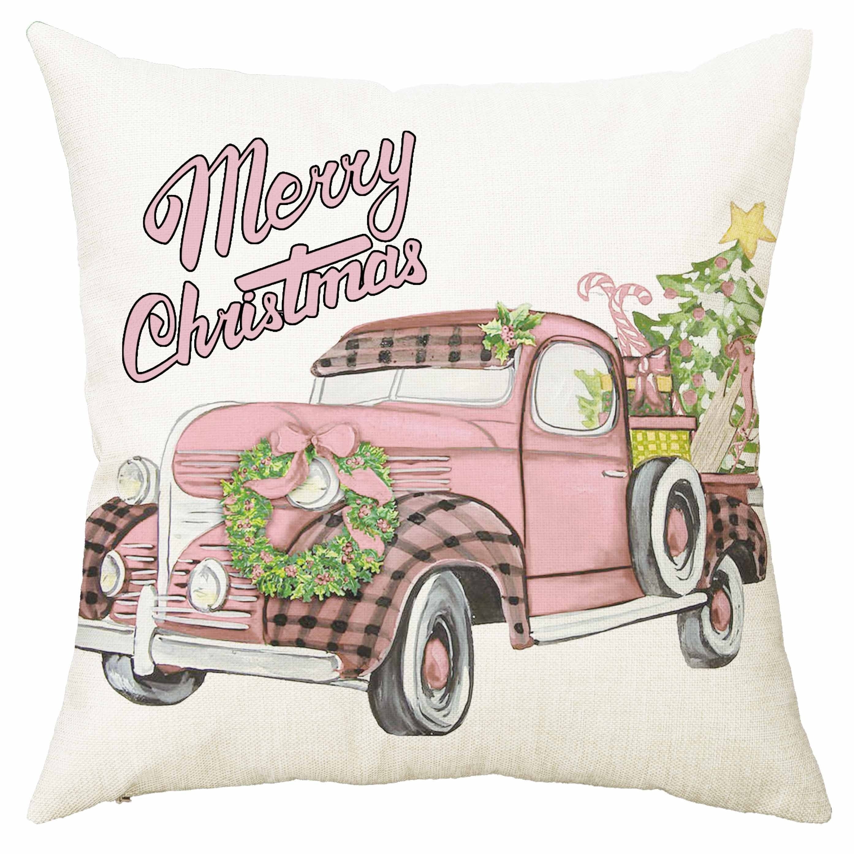 Christmas Linen Blend Pillowcases Set - Office Bedroom Farmhouse Decor