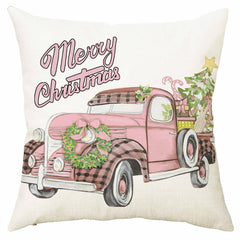 Christmas Linen Blend Pillowcases Set - Office Bedroom Farmhouse Decor