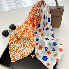 Daisy & Cartoon Flower Print Bandana Scarf Shawl Wrap Gift For Mother