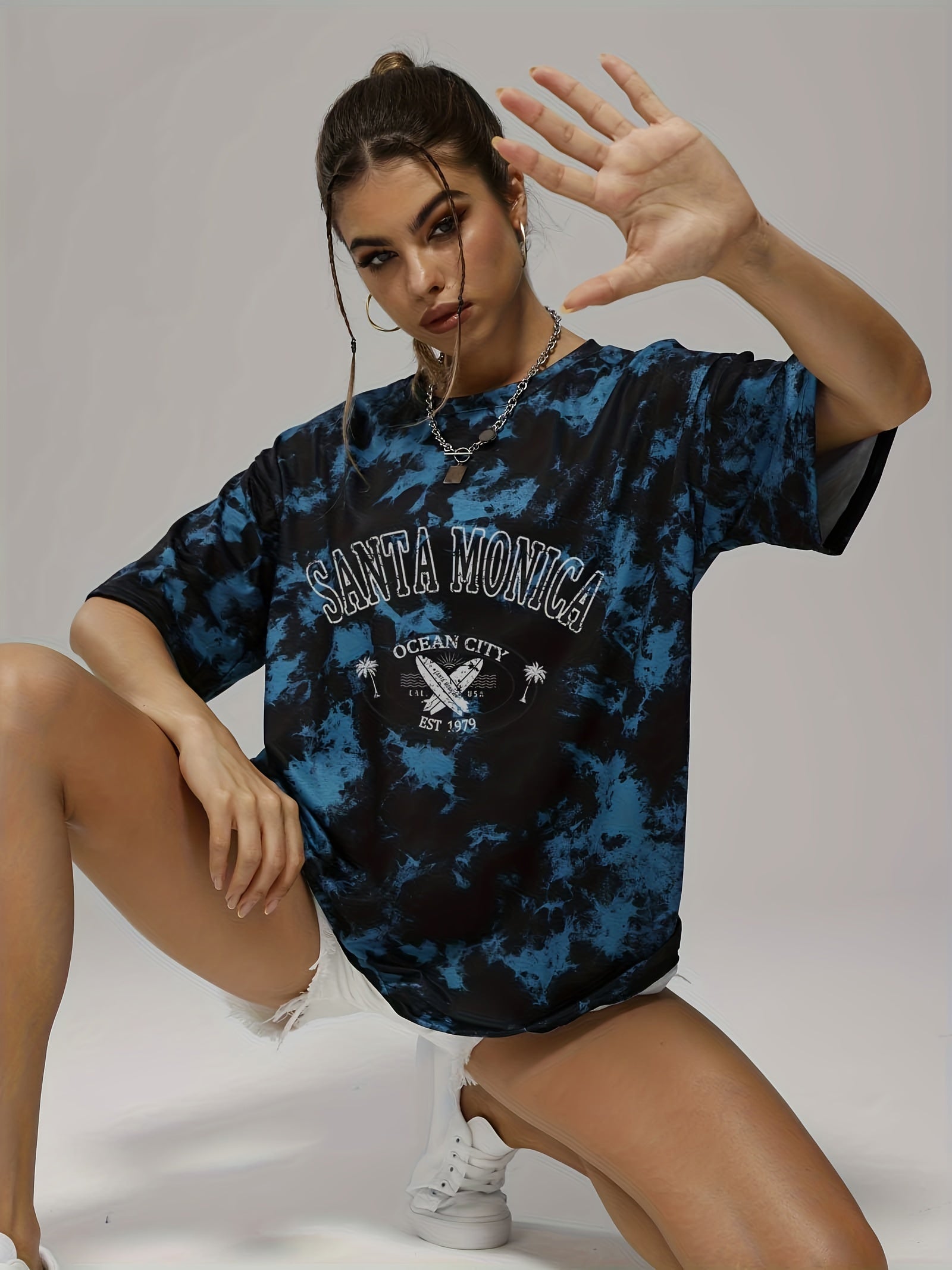 Women's Tie Dye Graphic Tee Loose Sports T shirt