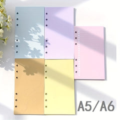 Colorful 6 Hole Ruled Blank Refills Inserts For Leather Journals 40 Sheets