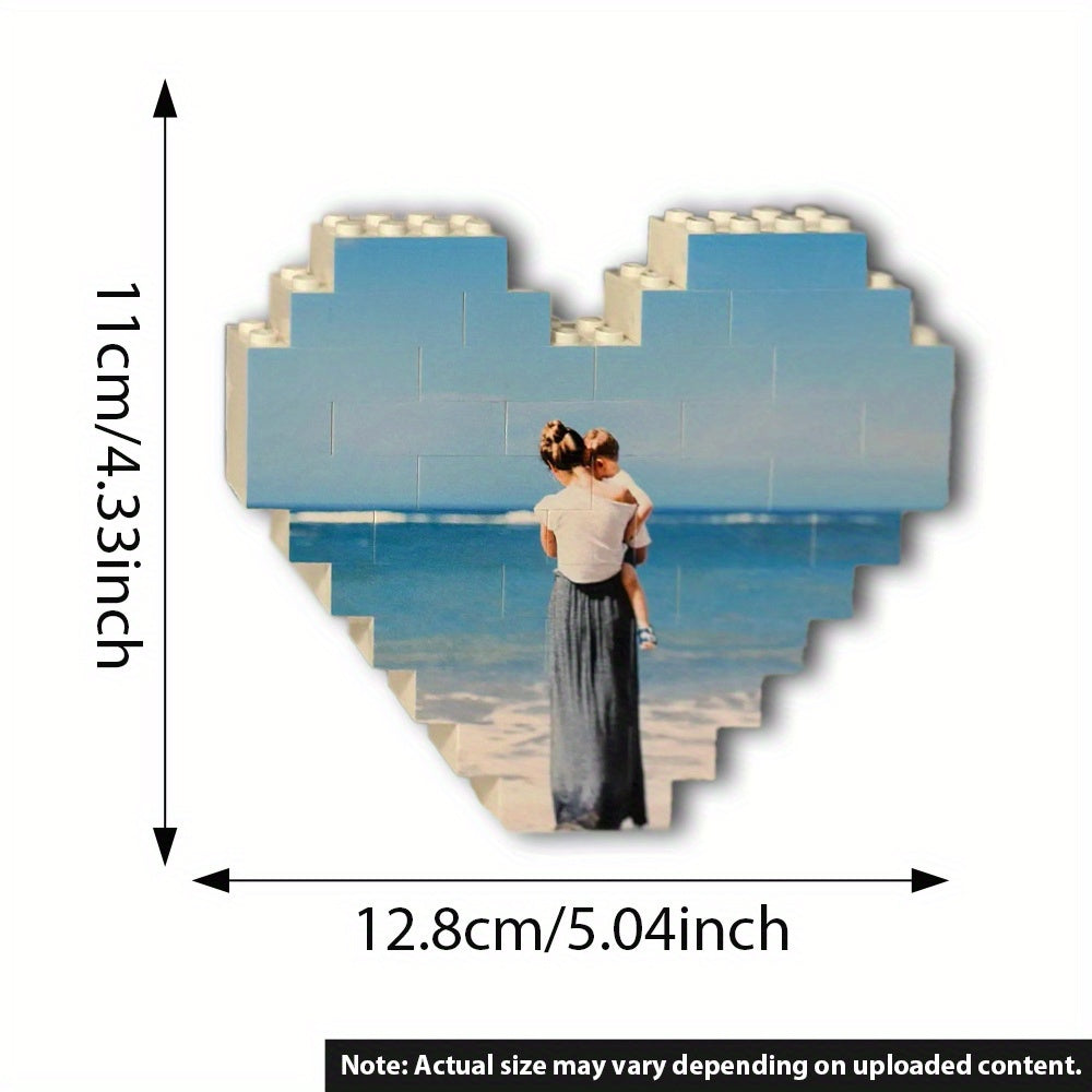 Personalized Heart Shaped Photo Building Blocks Acrylic Puzzle Gift for Dad