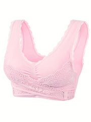 Lace Wireless Sports Bra Criss Cross Side Buckle Tank Bra