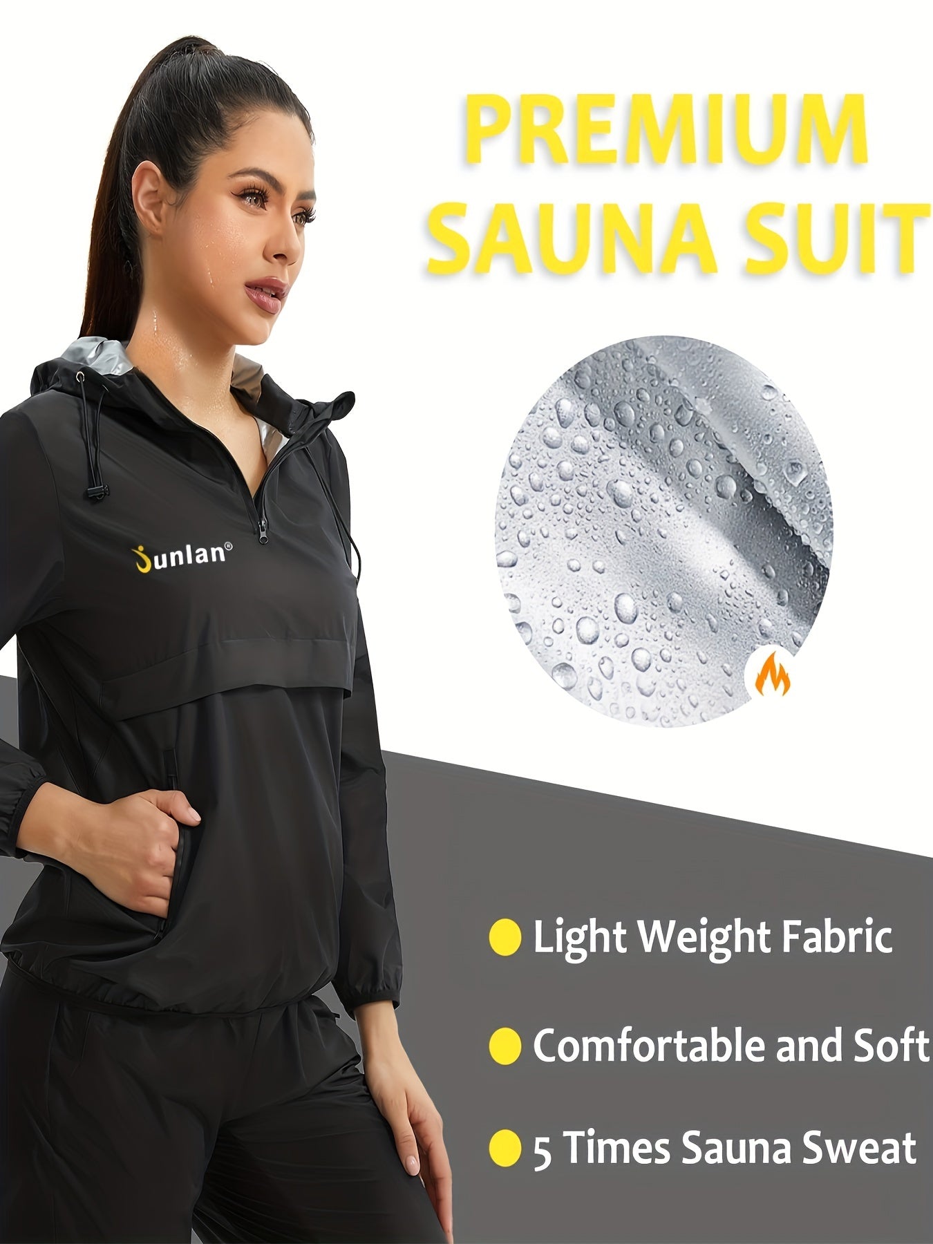 GOTOLY Women's Sauna Waterproof Hooded Jacket Fitness Sports