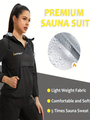 GOTOLY Women's Sauna Waterproof Hooded Jacket Fitness Sports