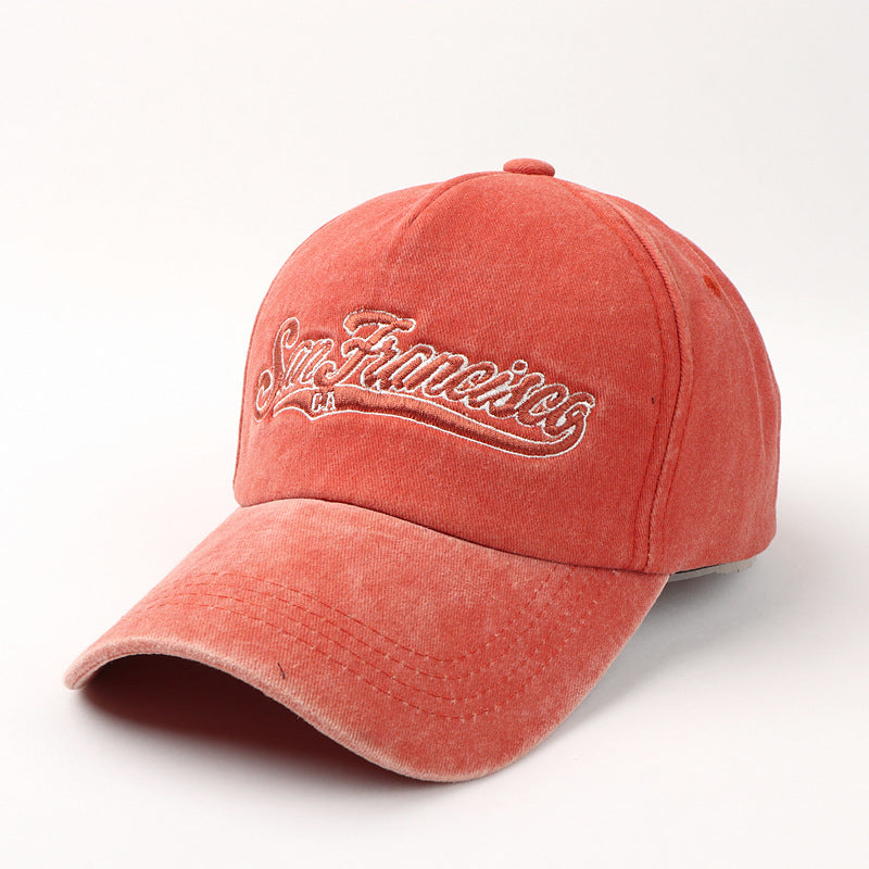 Washed Letter Embroidery Baseball Cap Women's Autumn And Winter All match Peaked