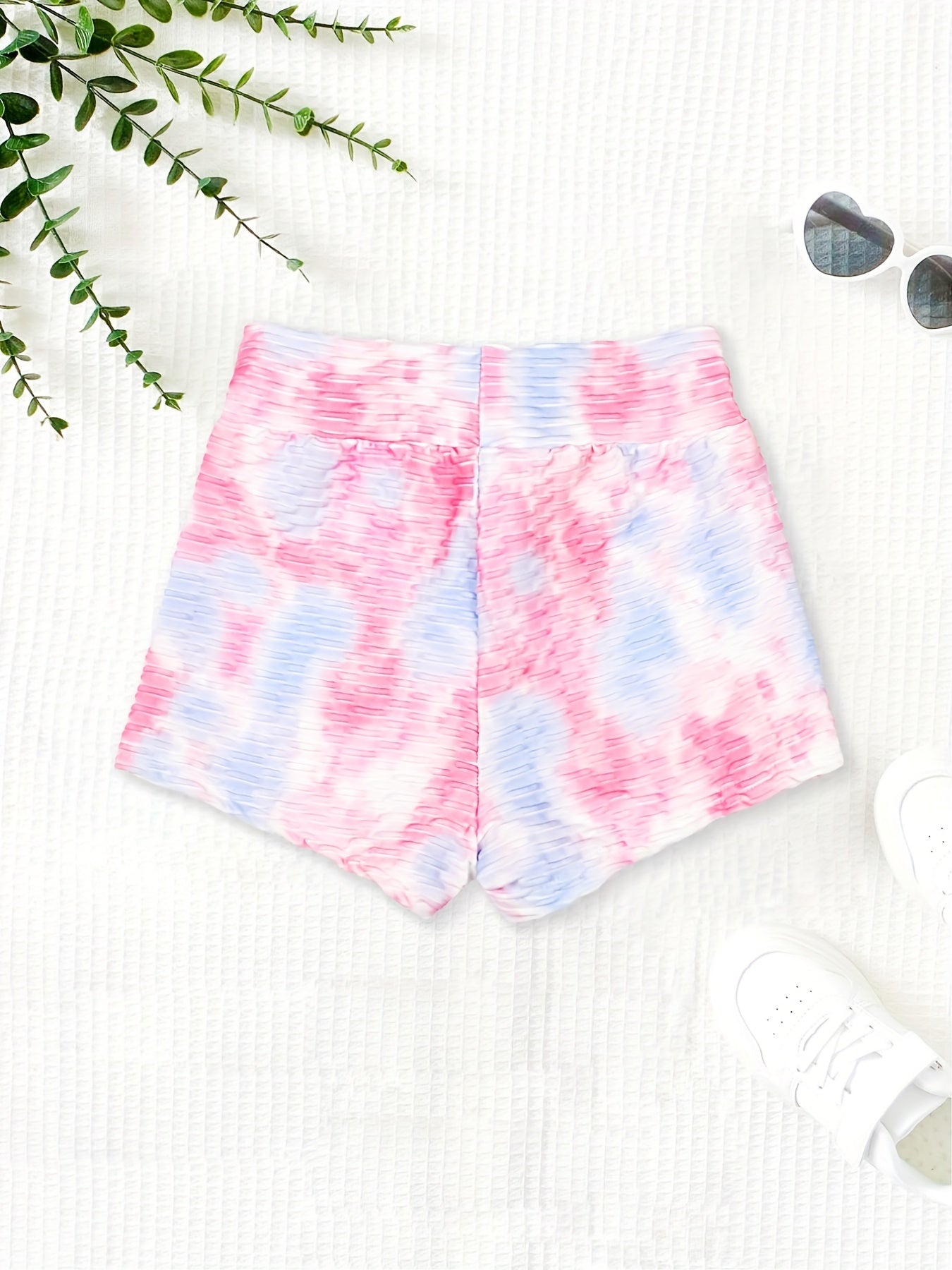 Girls Tie Dye Texture Print Elastic Shorts Multipack for Sports Yoga