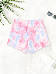 Girls Tie Dye Texture Print Elastic Shorts Multipack for Sports Yoga