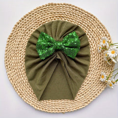 Soft Elastic Baby Sequin Bow Turban Hat