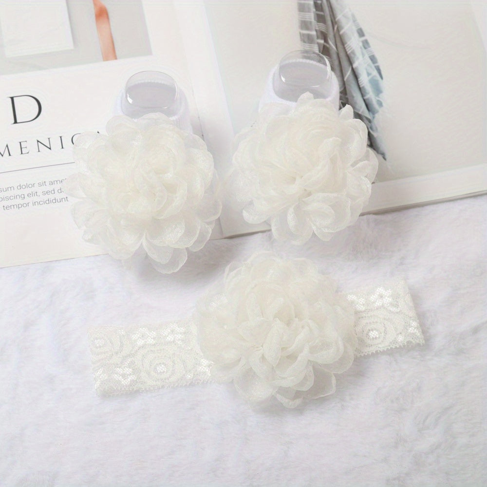 Baby Girls Headband & Socks Set Floor Socks And Hair Accessories