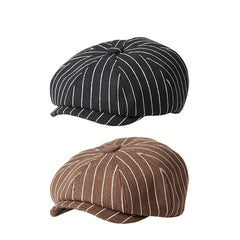 Girls Striped Beret Cap Vintage Classic Holiday Party Gift Accessories