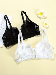 2pcs Lace Push Up Bras Comfy & Breathable Women's Lingerie