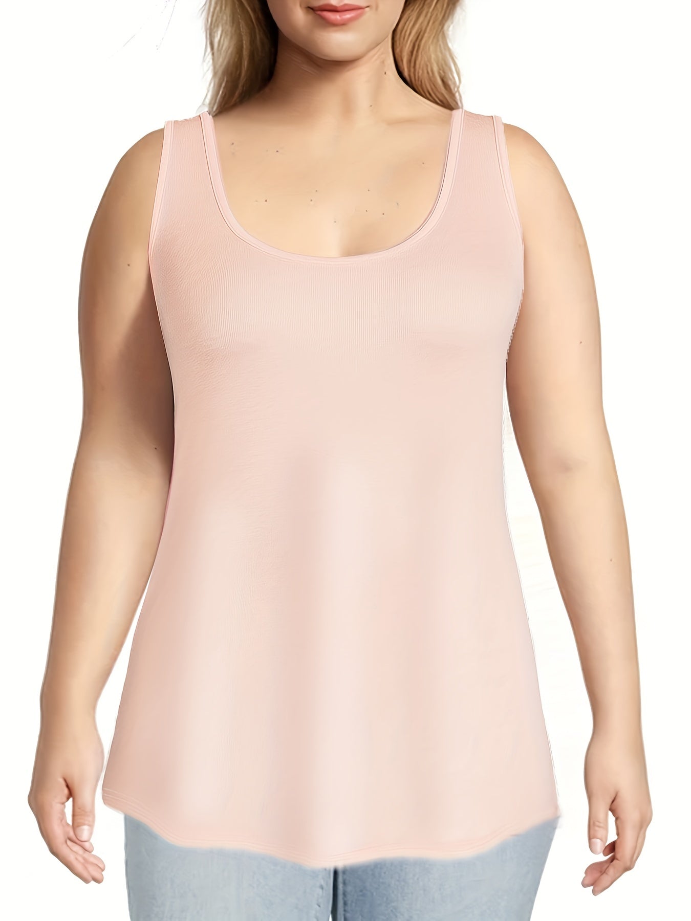 2 Pack Women's Plus Size Casual Tank Top Set Solid Round Neck