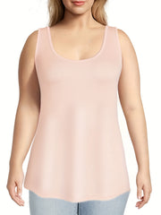 2 Pack Women's Plus Size Casual Tank Top Set Solid Round Neck