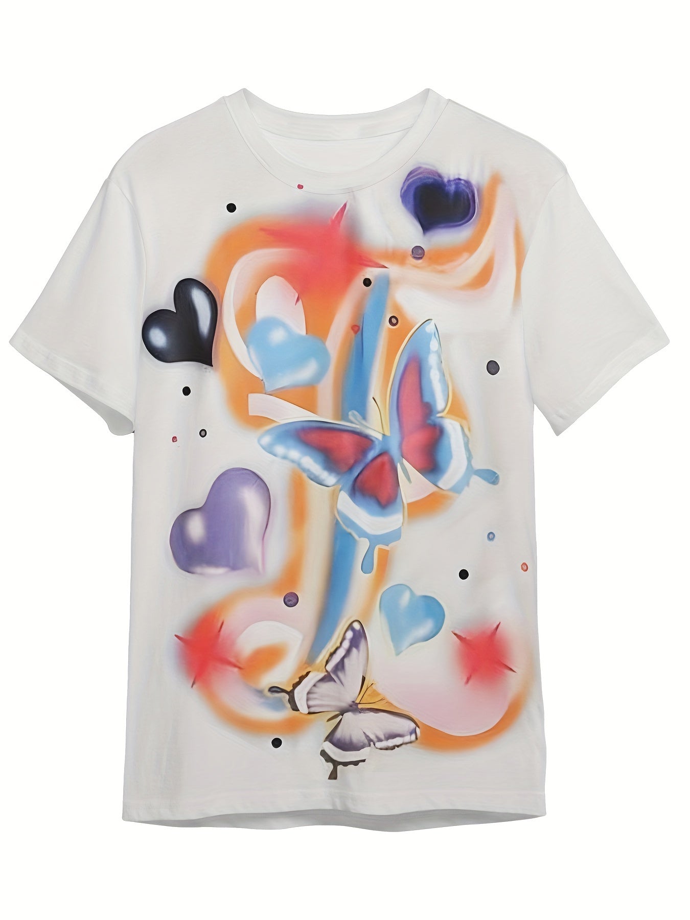 Girls Boys Butterfly & Heart Graphic T-shirt Summer Sports