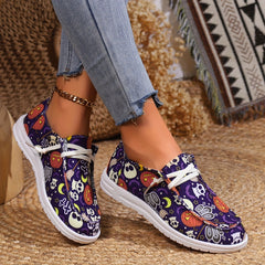 Halloween Pumpkin Print Slip On Sneakers Soft Comfortable Shoes