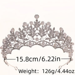 3PCS Faux Pearl Crown Earrings Necklace Set Head Jewelry