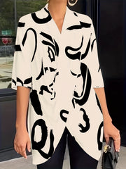 Graffiti Print V Neck Top