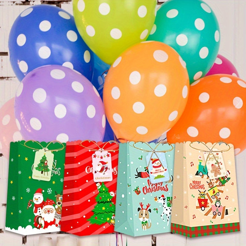 32pcs Christmas Paper Bags with Hanging Tag & Hemp Rope for Candy Packaging