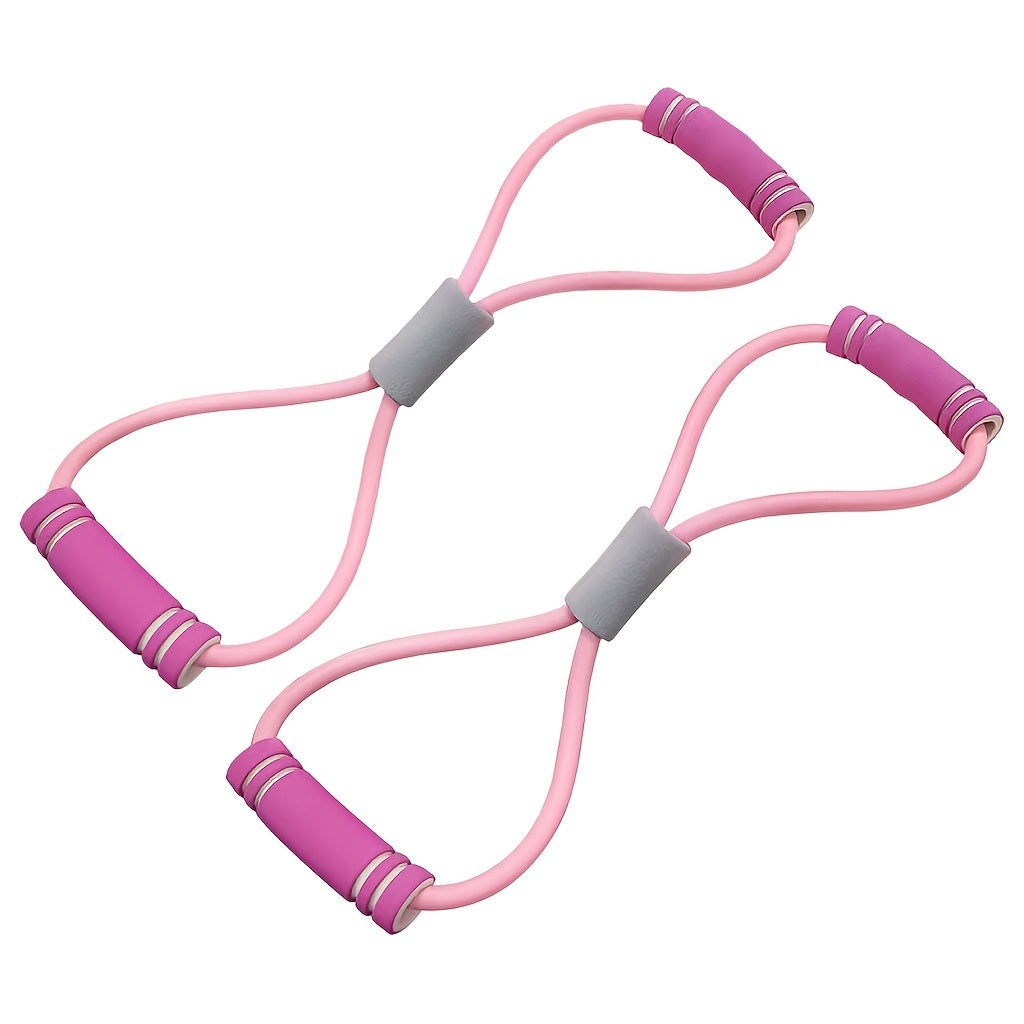 8 Shaped Stretch Machine Chest Expansion Fitness Belt Pink & Purple