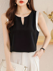 Colorblock Tank Top Crew Neck Sleeveless