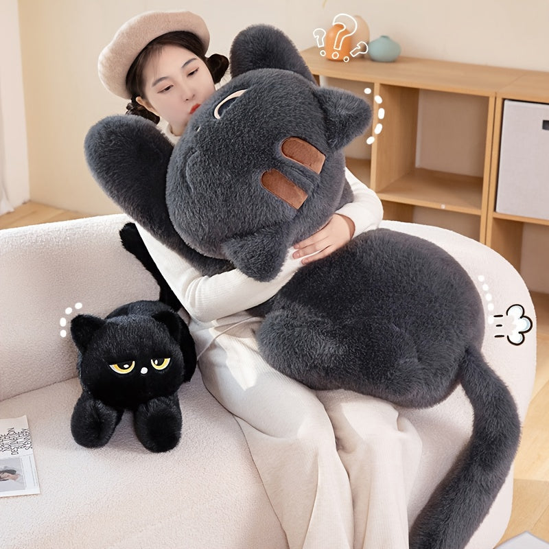 Soft Plush Cat Toy Doll Realistic Kitten with Yellow Eyes Mixed Colors 62 inch