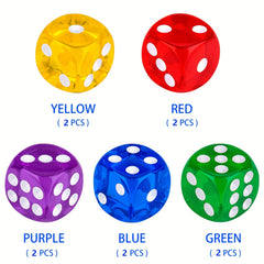 10pcs 6 Sided Acrylic Dice Set for Board Games Party Favors