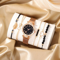 Star Pattern Quartz Watch & 5 Bracelets for Kids