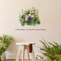 Green Leaves Camera Wall Sticker Removable Flowers Decal Boys Room Decor