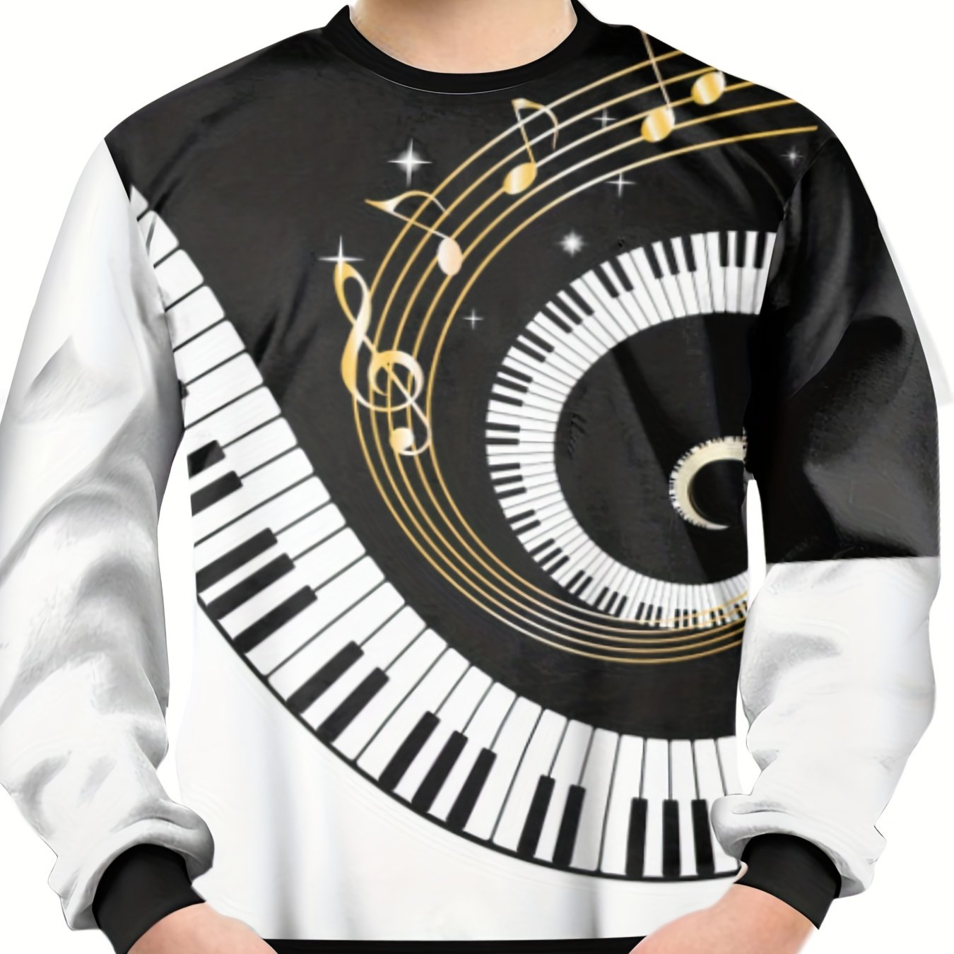 Teens Piano Music Notes 3D Print Sweatshirt Kids Casual Pullover