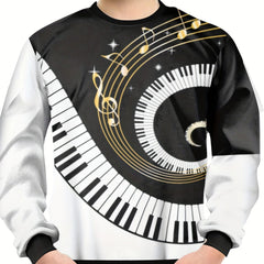 Teens Piano Music Notes 3D Print Sweatshirt Kids Casual Pullover