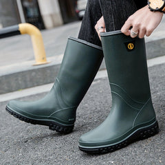 Women's Knee High Rain Boots Waterproof Slip On Shoes