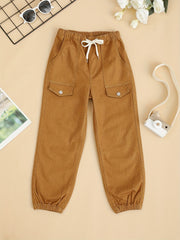 Kids Outdoor Joggers Cargo Pants with Drawstring Waist