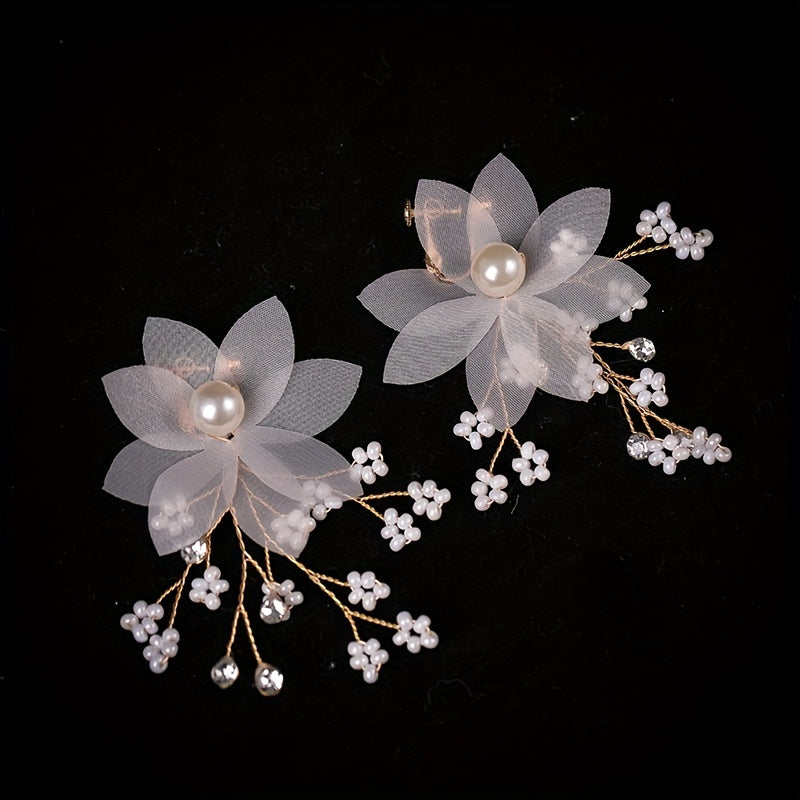 Faux Pearl Flower Headband Floral Hair Band Women's Accessories