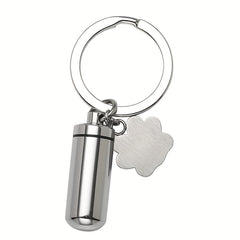 Stainless Steel Paw Print Memorial Cremation Urn Key Chain