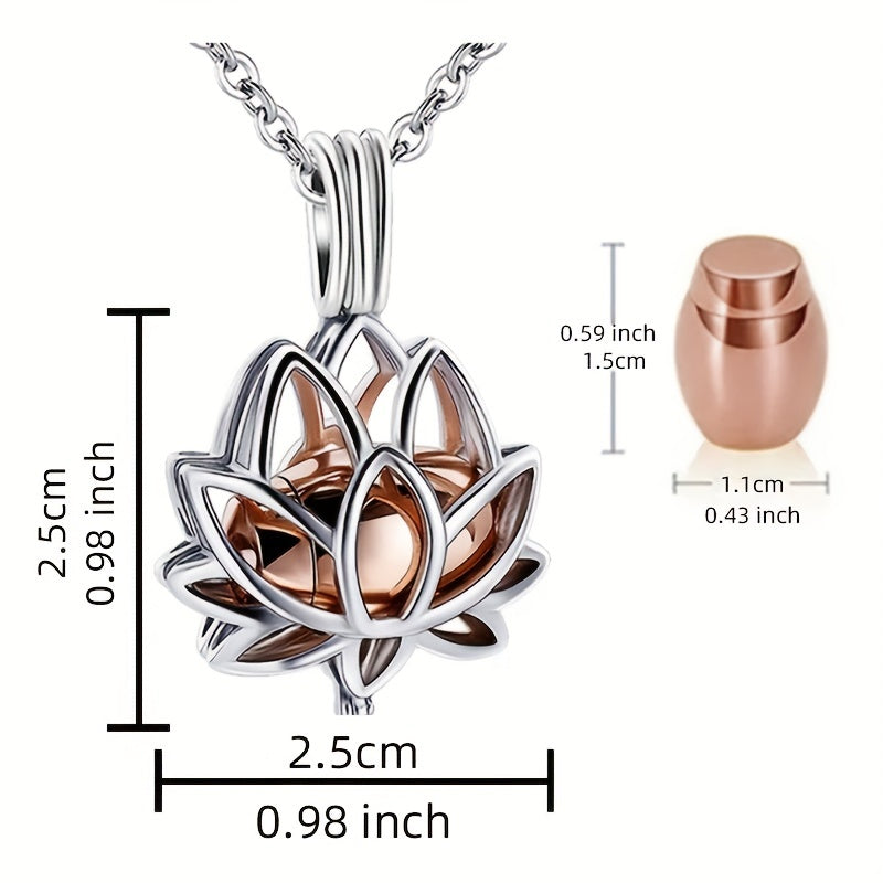 Lotus Flower Cremation Necklace with Keepsake Urn