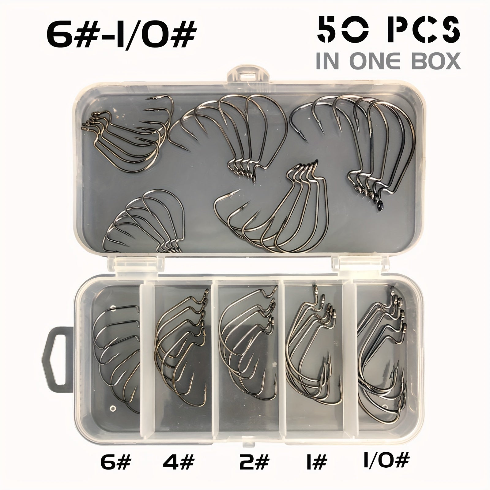 50pcs Fishing Hooks Set Sharp High Carbon Steel Hook for Freshwater & Saltwater