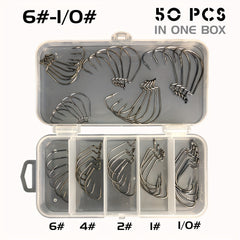 50pcs Fishing Hooks Set Sharp High Carbon Steel Hook for Freshwater & Saltwater