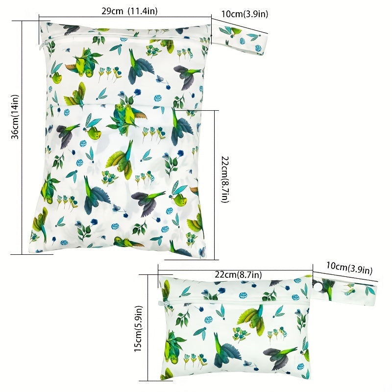 2pcs Pattern Wet Dry Bag Waterproof Reusable Diaper Storage Bag
