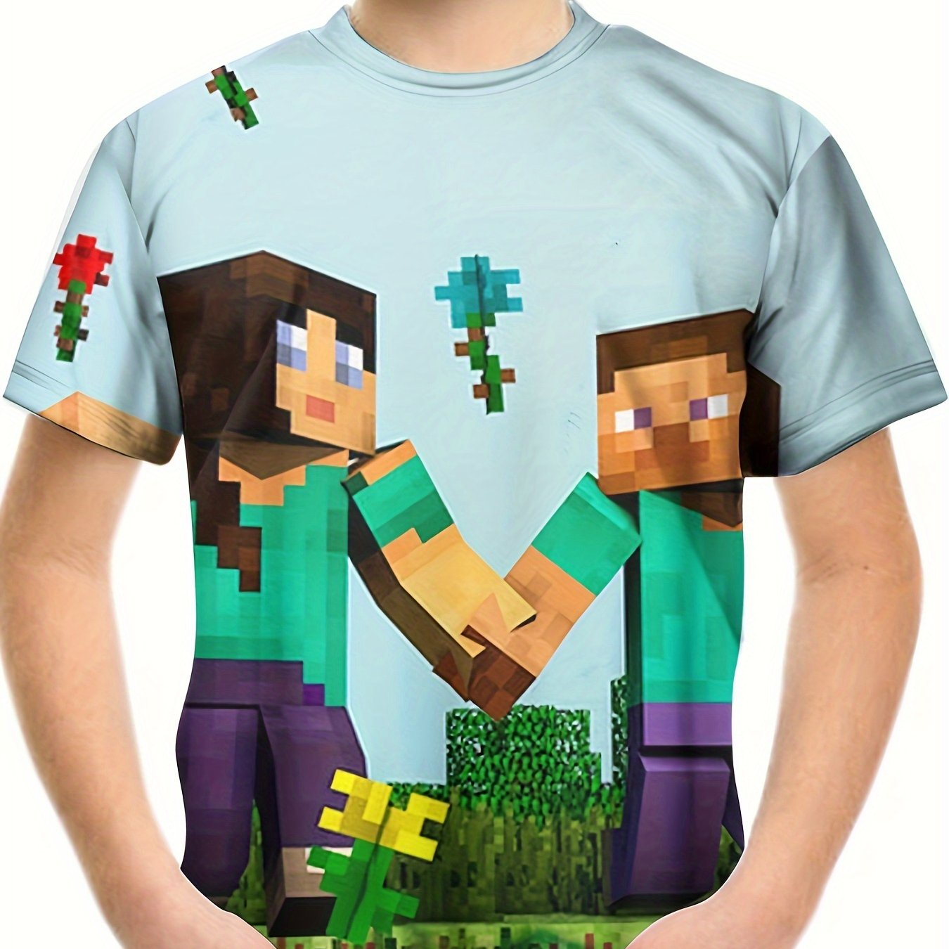 Pixel Friends 3D Print T Shirt Boys Toddler Short Sleeve Crew Neck