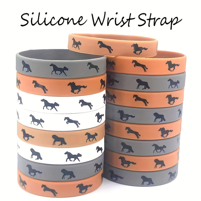 4Pcs Horse Pattern Silicone Bracelet, Random Design