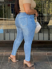 Button Fly High Stretch Skinny Jeans