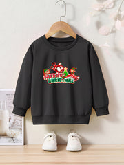 Santa & Elf Graphic Crew Neck Long Sleeve Sweatshirt Kids Christmas Gift