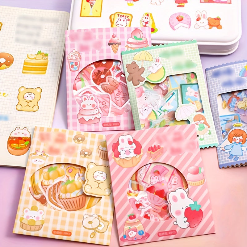 45pcs Cartoon Dessert Stickers - Waterproof and Adorable for Decorating