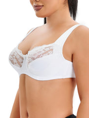 Lace Patterned Sheer Bow Bra Soft Comfort